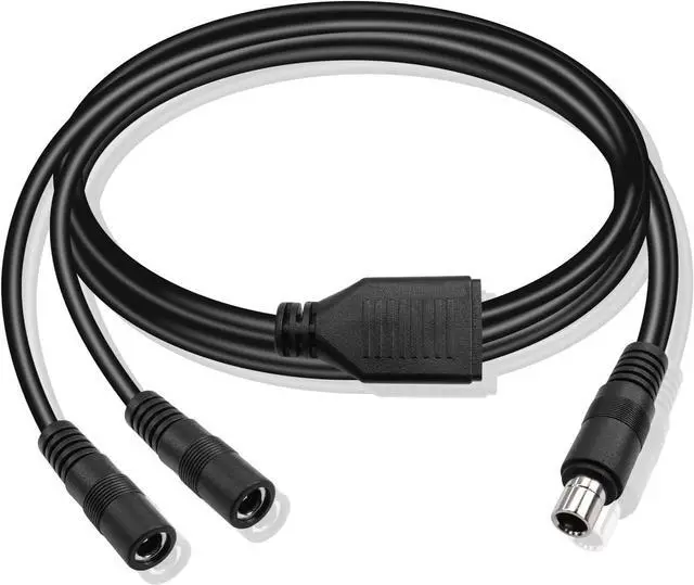 Main image of DC8020 to DC5521 Extension Cable 14awg DC8.0mm x 2.0mm Male Connector to Dual DC 5.5mmx2.1mm Female Adapter Cable for Portable Power Station, Solar Generators(1m) (Male to 2 Female)