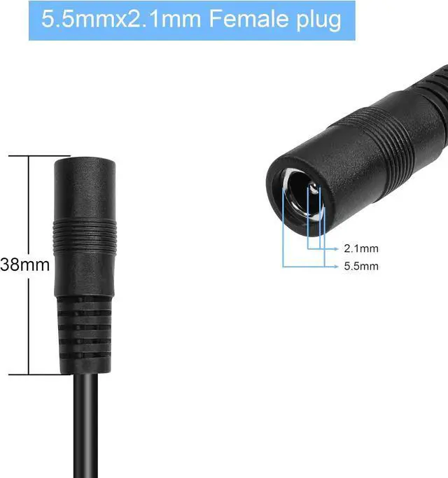 Alt view image 3 of 7 - DC8020 to DC5521 Extension Cable 14awg DC8.0mm x 2.0mm Male Connector to Dual DC 5.5mmx2.1mm Female Adapter Cable for Portable Power Station, Solar Generators(1m) (Male to 2 Female)