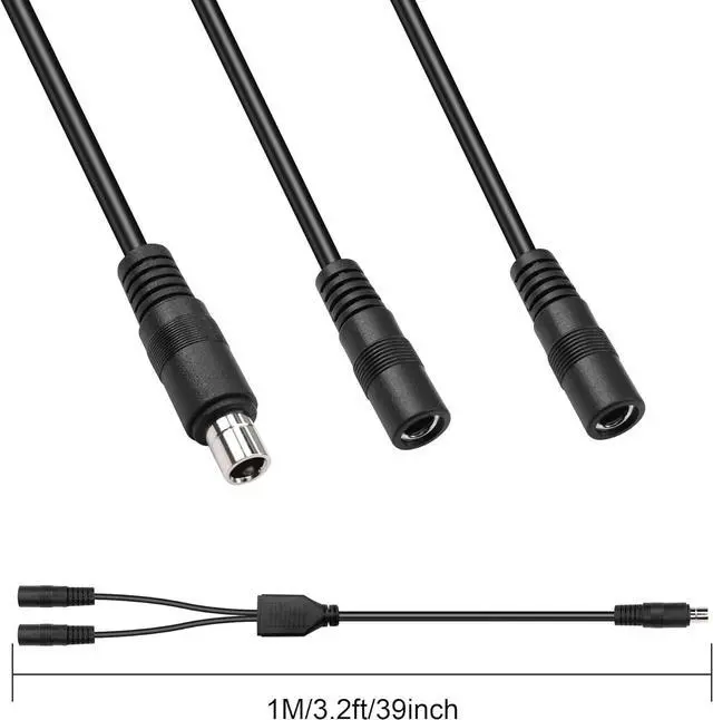 Alt view image 2 of 7 - DC8020 to DC5521 Extension Cable 14awg DC8.0mm x 2.0mm Male Connector to Dual DC 5.5mmx2.1mm Female Adapter Cable for Portable Power Station, Solar Generators(1m) (Male to 2 Female)