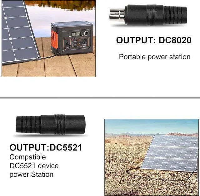Alt view image 6 of 7 - DC8020 to DC5521 Extension Cable 14awg DC8.0mm x 2.0mm Male Connector to Dual DC 5.5mmx2.1mm Female Adapter Cable for Portable Power Station, Solar Generators(1m) (Male to 2 Female)
