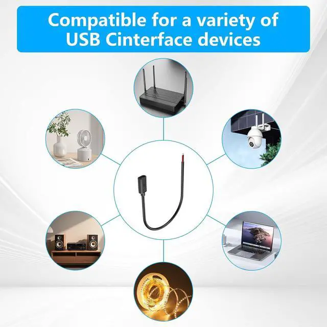 Alt view image 5 of 5 - 2PCS 2Pin Extension Cable USB C Female Plug Bare Wire Cable 5V/3A USB Type C Female Bare Wire Open End Power Cable(0.3m/11.81 Inch)