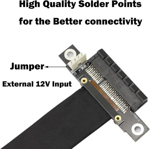 Alt view image 2 of 6 - PCIe 4X Extension Cable, PCI-Express 3.0 Male to Female Riser Cable PCI-E Extender Adapter Jumper for Graphics Card, 23cm 180 Degree