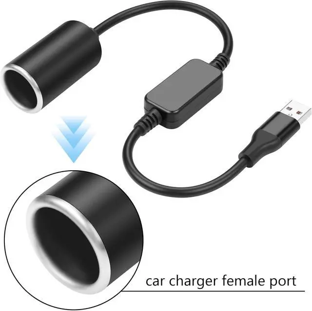 Alt view image 5 of 7 - USB A Male to 12V 18W Cigarette Lighter Booster Cable Socket Adapter Power Cable for Dash Cam, GPS, Car Led Light Strips, and Other Automotive Electronics(0.98FT/0.3M) (1)