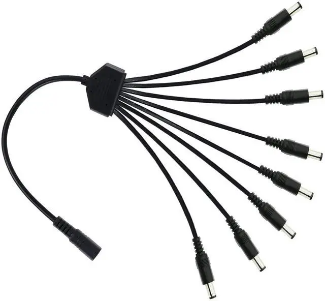 Main image of DC Power Splitter Cable 1 Female to 8 Male, DC 5.5mm x 2.1mm Splitter Adppter Extension Cable for CCTV Security Camera, LED Strip Light, etc 0.7m (1 to 8 Way)