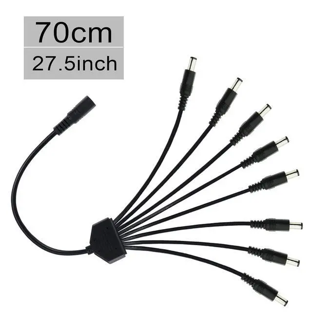 Alt view image 3 of 6 - DC Power Splitter Cable 1 Female to 8 Male, DC 5.5mm x 2.1mm Splitter Adppter Extension Cable for CCTV Security Camera, LED Strip Light, etc 0.7m (1 to 8 Way)