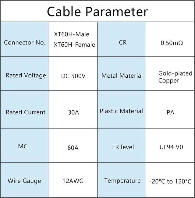 Alt view image 2 of 7 - 2 Pairs XT60H Plug Male Female Connector Pigtails Cable 1Ft 12AWG 4 Pcs XT60H-M XT60H-F Extension Cable for RC Lipo Battery FPV Drone 30CM