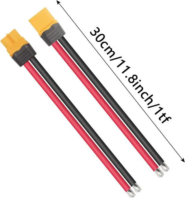 Alt view image 7 of 7 - 2 Pairs XT60H Plug Male Female Connector Pigtails Cable 1Ft 12AWG 4 Pcs XT60H-M XT60H-F Extension Cable for RC Lipo Battery FPV Drone 30CM