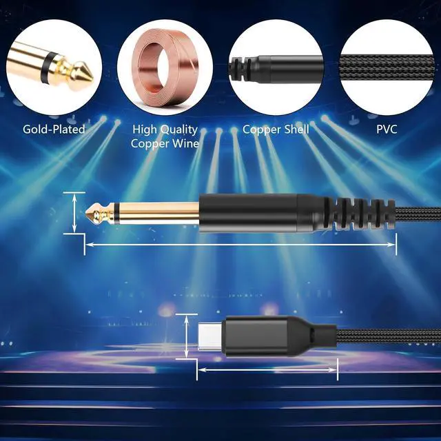 Alt view image 6 of 7 - USB C to 6.35mm 1/4 inch TRS Audio Aux Jack Cable 3.3FT USB Type C to Male Adapter Cable Compatible with Mobile Phone AMP, Speaker, Mixer (Two Levels)