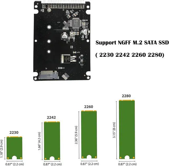 Alt view image 4 of 6 - M.2 NGFF SATA SSD to 2.5" IDE 44pin Enclosure Adapter, Black for Notebook Laptop,Desktop Computer and More