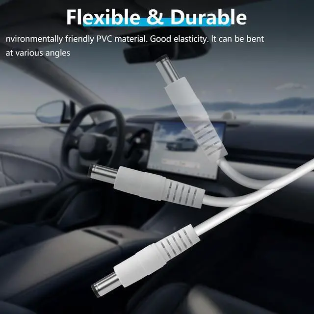 Alt view image 6 of 7 - White 12/24V Cigarette Lighter Socket Power Supply Cable 18AWG DC 5.5x2.5mm Male Plug to Cigarette Lighter Female Plug Conversion Cable for Car Air Pump,Car Refrigerator etc(10.04 Inch)