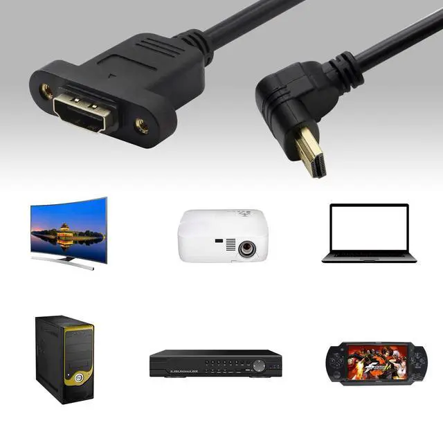 Alt view image 4 of 6 - Panel Mount 90 Degree Extension Cable,HDMI Femlae to 90 Degree UP Male Connector Wire, with Screw Hole Panel Mount,Support 4K 60hz 3D TV, Roku, Xbox360 eat. (Angle UP) 0.5m