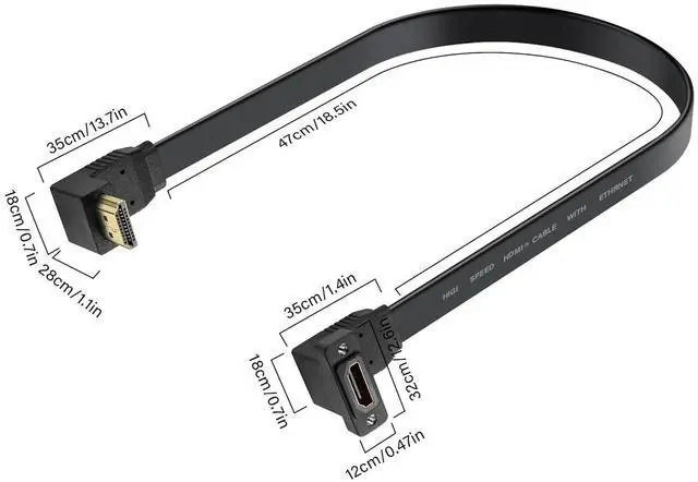 Alt view image 2 of 7 - HDMI Extension Cable 4K 60Hz HDMI Extender Cord High Speed 90-Degree Angle HDMI Male to Female Extension Wire (M/F)