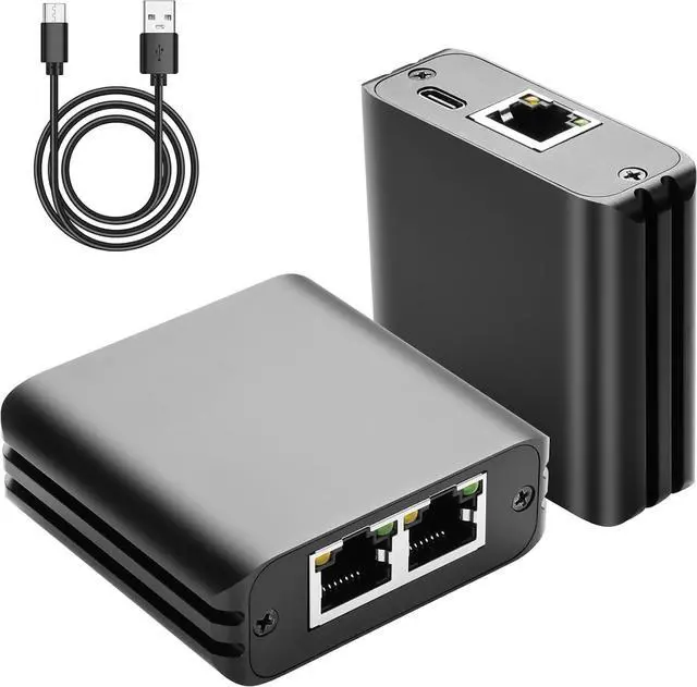 Main image of RJ45 Ethernet Splitter 1 to 2 Out 1000Mbps High Speed Gigabit Switch Network Splitter Internet Distributor with USB Power Cable for Cat5/5e/6/7/8 Cables (2 Computers at The Same Time)