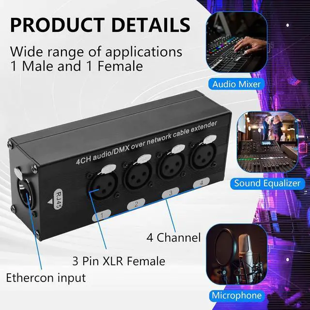 Alt view image 2 of 7 - XLR to Ethernet Extender Female to RJ45