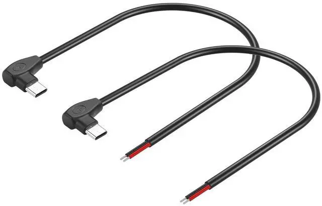Main image of 2 Pcs 20AWG USB-C Male Plug Pigtail Cable 5V/3A (0.3m/11.81in)