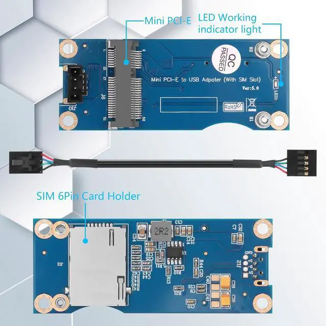 Alt view image 3 of 7 - Mini PCI-E WWAN/LTE Card to Motherboard USB 9-pin Adapter Mini PCIE 3G/4G Network Card to Motherboard USB 9-pin Test Converter with SIM Slot for WWAN/LTE Cards(Horizontal) (Vertical)