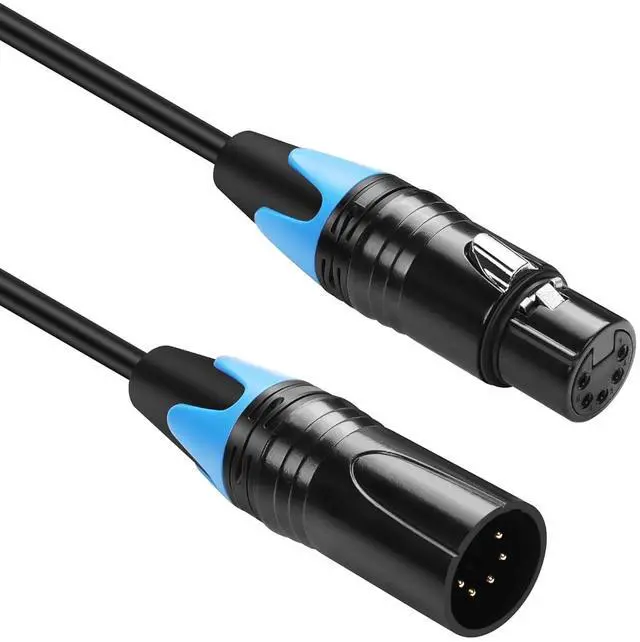 Main image of DMX Cable 5 Pin Signal XLR Male to Female Wire DMX512 XLR Male to Female Stage Light Signal Cable with Metal Connectors, Connection for Stage & DJ Lighting fixtures(0.5M)
