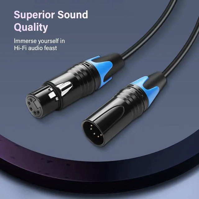 Alt view image 4 of 7 - DMX Cable 5 Pin Signal XLR Male to Female Wire DMX512 XLR Male to Female Stage Light Signal Cable with Metal Connectors, Connection for Stage & DJ Lighting fixtures(0.5M)