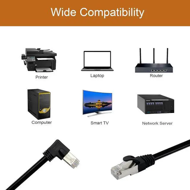 Alt view image 4 of 7 - Cat6 Ethernet Cable 1.5 ft,90 Degree RJ45 Male to RJ45 Male Internet Extension Cable for PC, Router, Modem, Printer, Xbox, PS4(Angle Right)