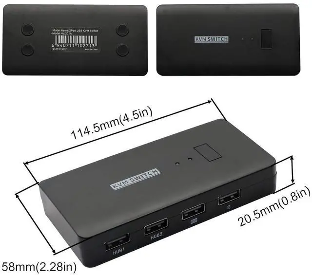Alt view image 4 of 7 - KVM Switch 2 Port,VGA 2 in 1 Out Switch Selector,VGA Video Sharing Adapter Manual Switcher with 4 USB Hub,1920 x 1440 Resolution,for 2PC,Monitor,Printer,Keyboard,Mouse Control
