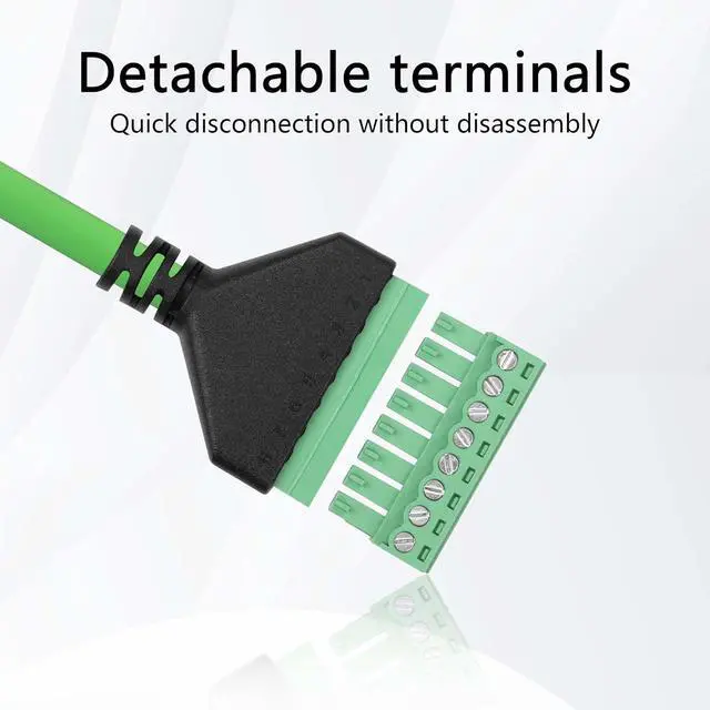 Alt view image 5 of 6 - 2 Pcs 12.59 Inch Green Cat6 Ethernet Cable RJ45/8P 8C to 8-Pin Detachable Screw Terminal Solderless Cable for Desktop Computers, Digital DVRs etc