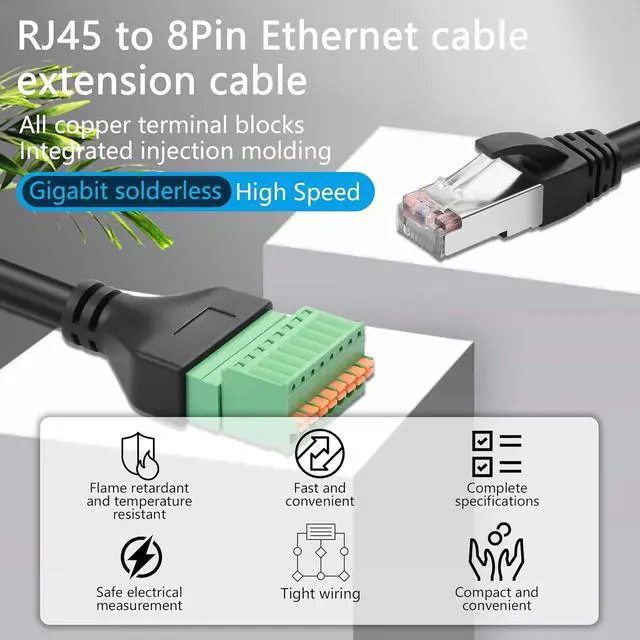 Alt view image 5 of 6 - RJ45 to 8-Pin Crimped Terminal Cable Cat5 Quick Crimping Spring Ethernet Cable RJ45 8P8C Male to 8-Pin Solderless Detachable Terminal Ethernet Cable for Laptop,Router etc(13.07 Inch)