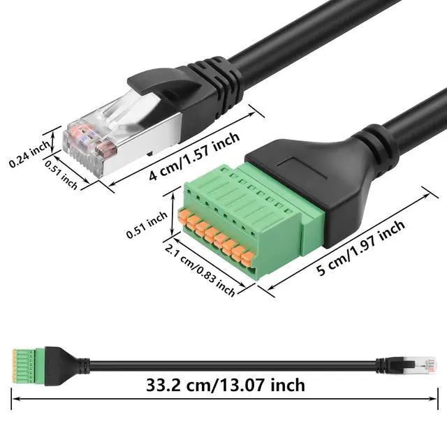 Alt view image 2 of 6 - RJ45 to 8-Pin Crimped Terminal Cable Cat5 Quick Crimping Spring Ethernet Cable RJ45 8P8C Male to 8-Pin Solderless Detachable Terminal Ethernet Cable for Laptop,Router etc(13.07 Inch)