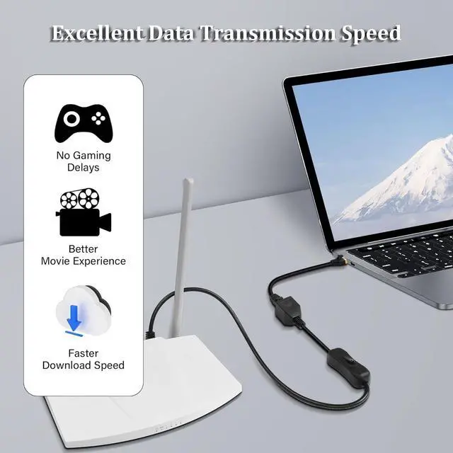 Alt view image 2 of 7 - Ethernet Extension Cable 90 Degree Angled RJ45 Male to Female Network Cable,CAT5 Ethernet Male to Female Connector Cable with Switch,for PC, Router,Laptop (0.6/Angled Down)