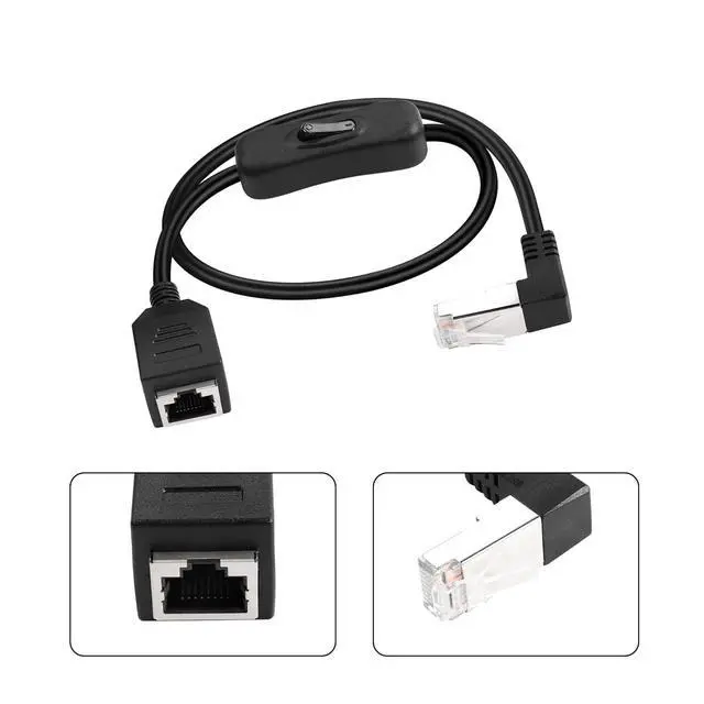 Alt view image 6 of 7 - Ethernet Extension Cable 90 Degree Angled RJ45 Male to Female Network Cable,CAT5 Ethernet Male to Female Connector Cable with Switch,for PC, Router,Laptop (0.6/Angled Down)