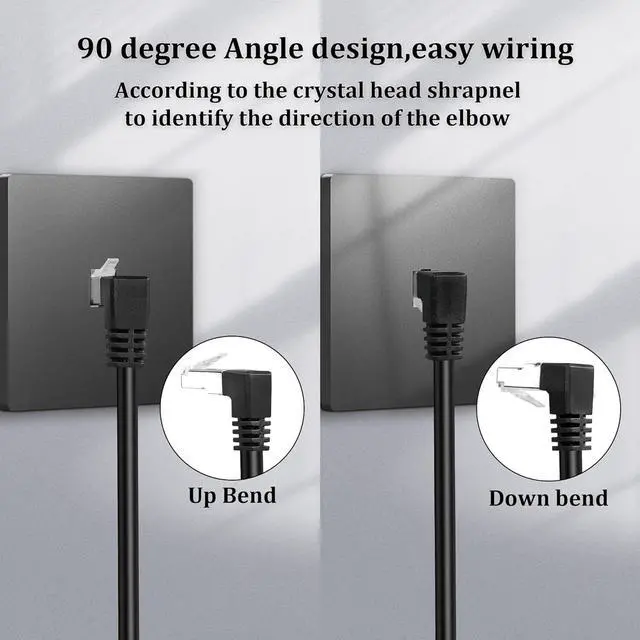 Alt view image 3 of 7 - Ethernet Extension Cable 90 Degree Angled RJ45 Male to Female Network Cable,CAT5 Ethernet Male to Female Connector Cable with Switch,for PC, Router,Laptop (0.6/Angled Down)