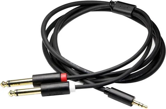 Alt view image 4 of 6 - 3.5MM to Dual 6.35MM Audio Cable,1/8" TRS Stereo Male to Dual 1/4" TS Mono Male Y Splitter Cord Adapter,for Home Stereo System,Notebook Computer,Amplifier,Mixer,MP3,Etc. (Black-1.5m/5ft)