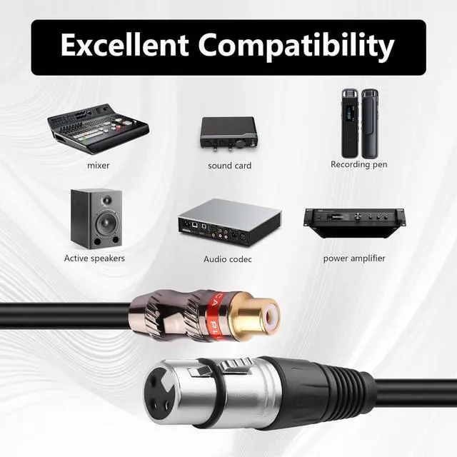 Alt view image 5 of 5 - 2 PCS RCA Female to XLR Male Cable RCA Female to XLR Male HiFi Audio Cable RCA to XLR Interconnect Microphone Cable for Home Audio System - 0.3M (RCA Female to XLR Female)