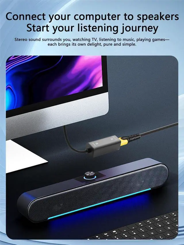 Alt view image 6 of 7 - 24 Bit 96K Sampling Rate USB to Fiber Optic Audio Converter 10CM/0.32FT Optical Interface USB to Fiber Optic Audio Converter TV Computer Connection Echo Wall Speaker