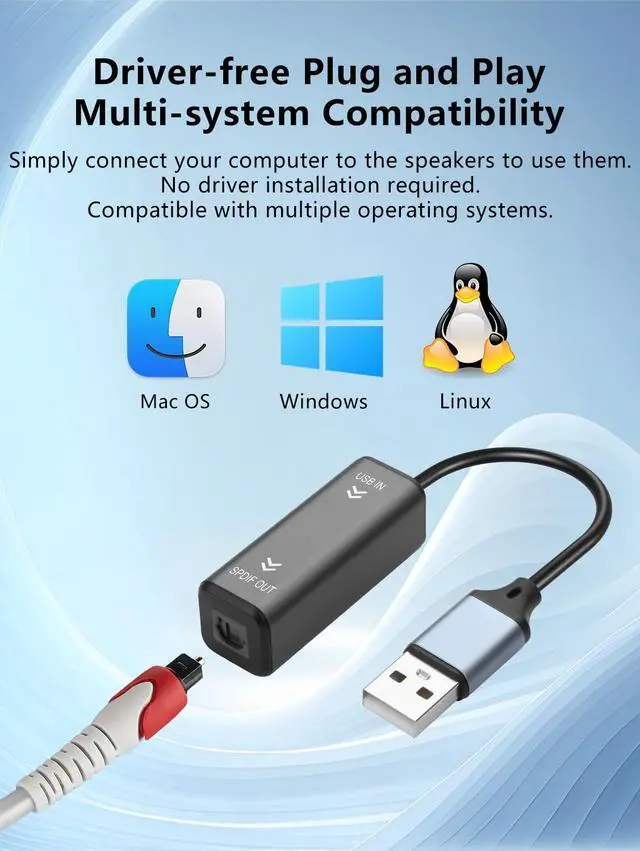 Alt view image 5 of 7 - 24 Bit 96K Sampling Rate USB to Fiber Optic Audio Converter 10CM/0.32FT Optical Interface USB to Fiber Optic Audio Converter TV Computer Connection Echo Wall Speaker