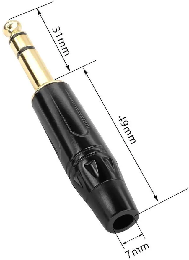 Alt view image 2 of 7 - 1/4 Connecto Stereo Plugs, 6.35mm TRS Gold Plated Solder Type DIY Audio Connector for Replace Worn Plug on Cable (2 Pack)