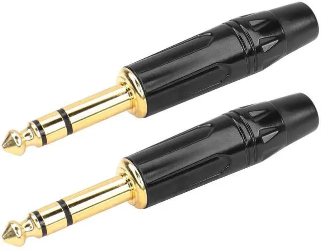Main image of 1/4 Connecto Stereo Plugs, 6.35mm TRS Gold Plated Solder Type DIY Audio Connector for Replace Worn Plug on Cable (2 Pack)