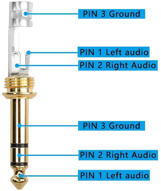 Alt view image 4 of 7 - 1/4 Connecto Stereo Plugs, 6.35mm TRS Gold Plated Solder Type DIY Audio Connector for Replace Worn Plug on Cable (2 Pack)