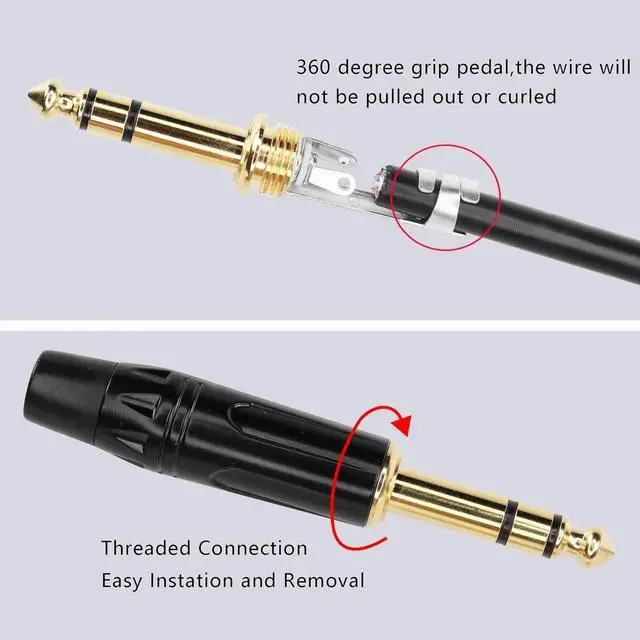 Alt view image 6 of 7 - 1/4 Connecto Stereo Plugs, 6.35mm TRS Gold Plated Solder Type DIY Audio Connector for Replace Worn Plug on Cable (2 Pack)