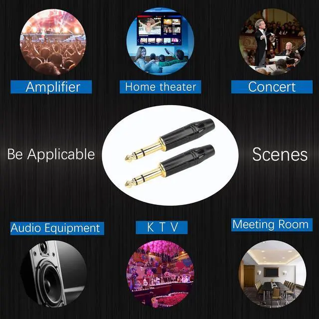 Alt view image 7 of 7 - 1/4 Connecto Stereo Plugs, 6.35mm TRS Gold Plated Solder Type DIY Audio Connector for Replace Worn Plug on Cable (2 Pack)