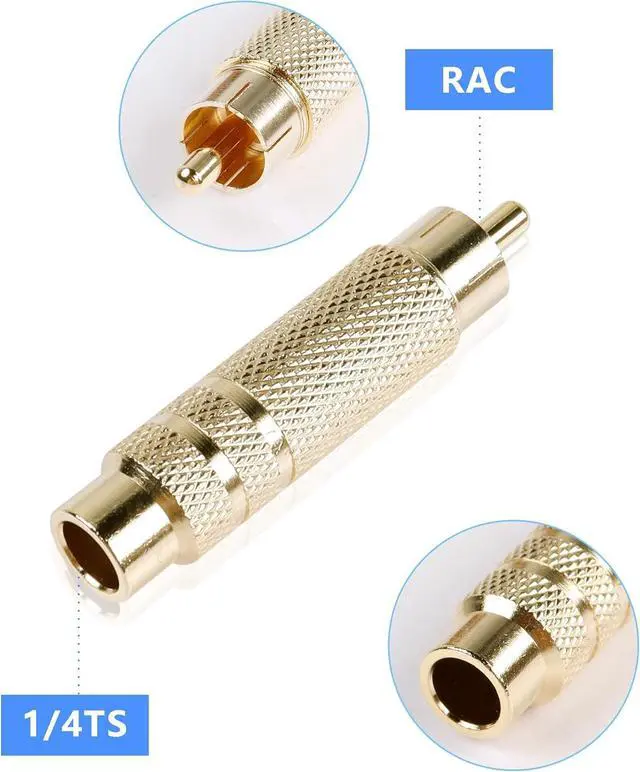 Alt view image 5 of 7 - RCA to 1/4 Inch Adapter, Gold Plated RCA Male Plug to 6.35mm 1/4 Inch TS Female Audio Converter for Amplifiers, Speaker and More(2 Pack)