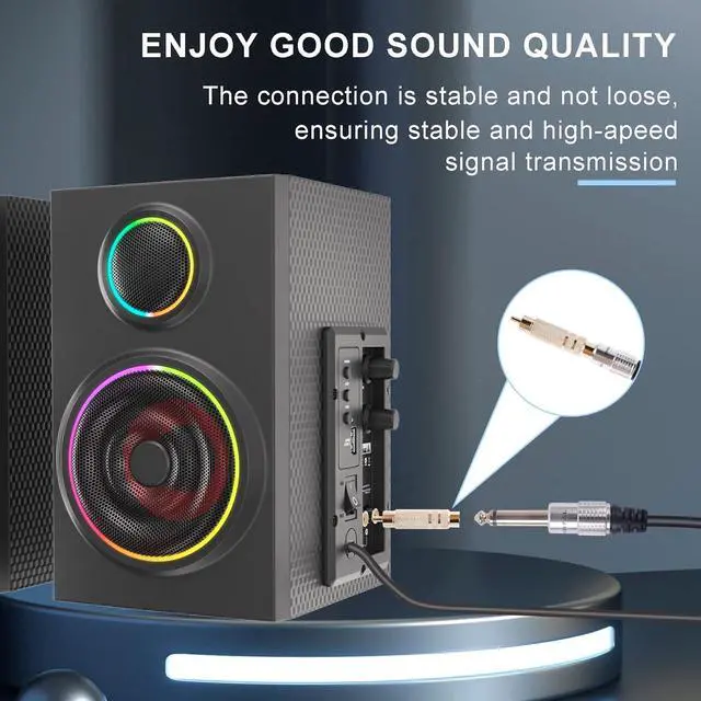 Alt view image 7 of 7 - RCA to 1/4 Inch Adapter, Gold Plated RCA Male Plug to 6.35mm 1/4 Inch TS Female Audio Converter for Amplifiers, Speaker and More(2 Pack)