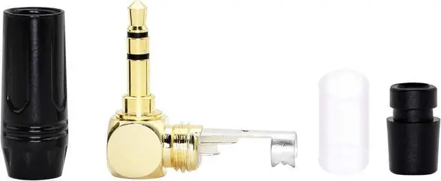 Alt view image 3 of 6 - TRS Male Plug 3 Pole Right Angle 3.5mm Solder Type DIY Audio Cable Connector YOUCHENG for Repair Headphones Headset Black(2-Pack)