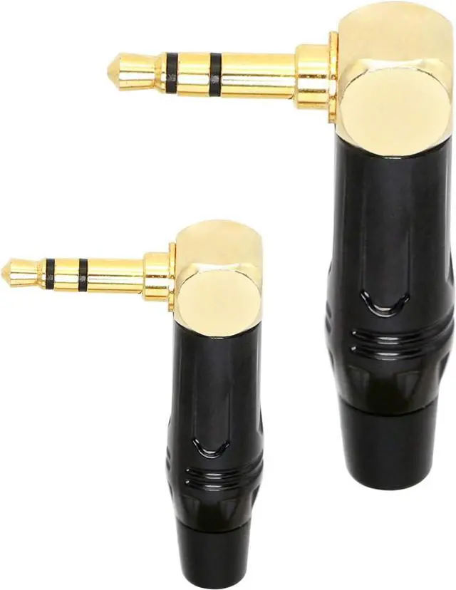 Alt view image 5 of 6 - TRS Male Plug 3 Pole Right Angle 3.5mm Solder Type DIY Audio Cable Connector YOUCHENG for Repair Headphones Headset Black(2-Pack)