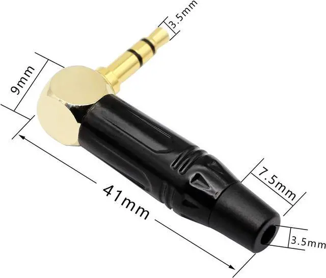 Alt view image 6 of 6 - TRS Male Plug 3 Pole Right Angle 3.5mm Solder Type DIY Audio Cable Connector YOUCHENG for Repair Headphones Headset Black(2-Pack)