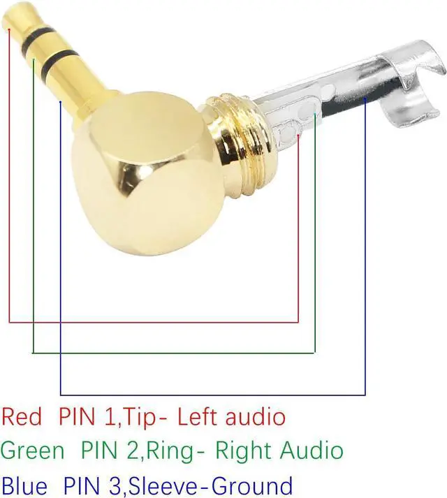 Alt view image 2 of 6 - TRS Male Plug 3 Pole Right Angle 3.5mm Solder Type DIY Audio Cable Connector YOUCHENG for Repair Headphones Headset Black(2-Pack)