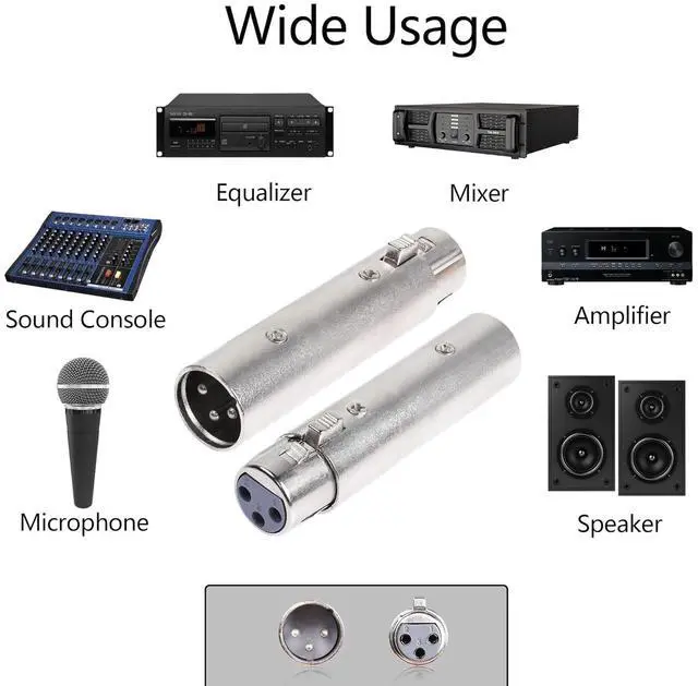 Alt view image 2 of 7 - XLR Male to Female Adapter,3 Pin XLR Audio Microphone Cable Extension Adapter Connector(2-Pack)