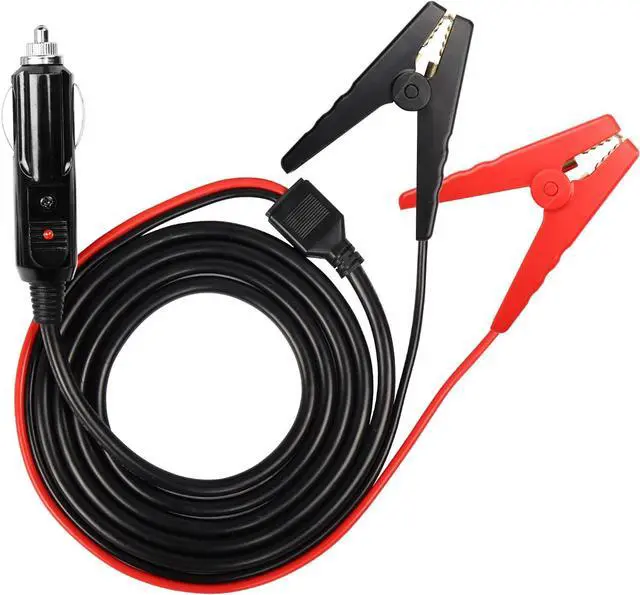 Main image of Alligator Clamp to Cigarette Lighter Cable,14AWG 12V Cigarette Lighter Male to Battery Clips Adapter Extension Cord with 15A Fuse (6FT)