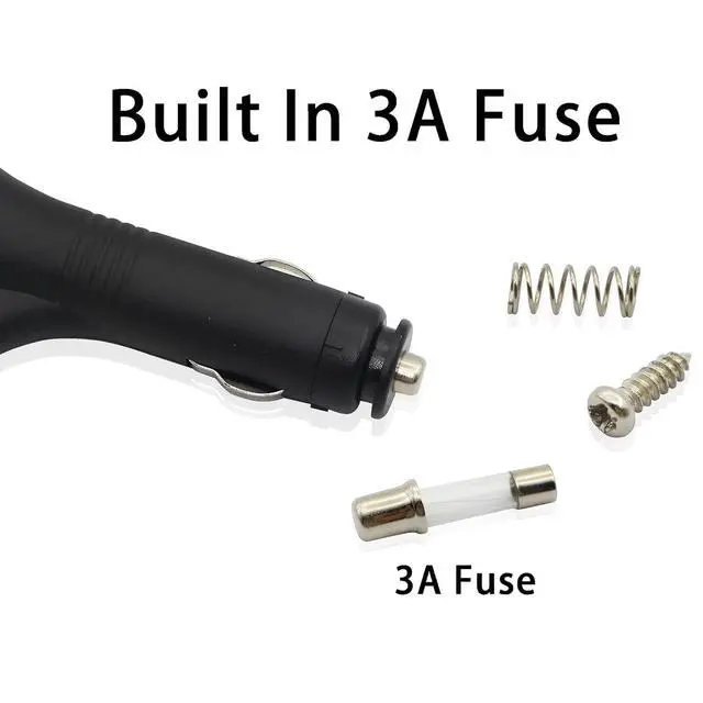 Alt view image 5 of 6 - 12V DC Car Charger Auto Power Supply 22AWG with Switch Button Cable DC 5.5mm x 2.1mm to Car Cigarette Lighter Male Plug Cable with Indicator Light(3M)