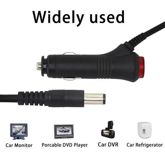 Alt view image 6 of 6 - 12V DC Car Charger Auto Power Supply 22AWG with Switch Button Cable DC 5.5mm x 2.1mm to Car Cigarette Lighter Male Plug Cable with Indicator Light(3M)