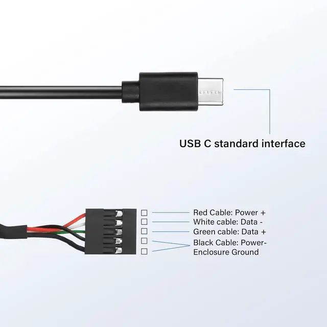 Alt view image 6 of 7 - USB-C Type C to USB Motherboard Header Cable,USB-C Male to Dupont 5 Pin Female 0.1"/2.54mm Pitch Cable Cord 50CM/1.64FT (2-Pack)